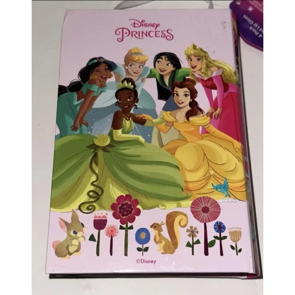 Disney Princess Flavored Lip Gloss Set 4 Pack Ariel Rapunzel Cinderella Tiana